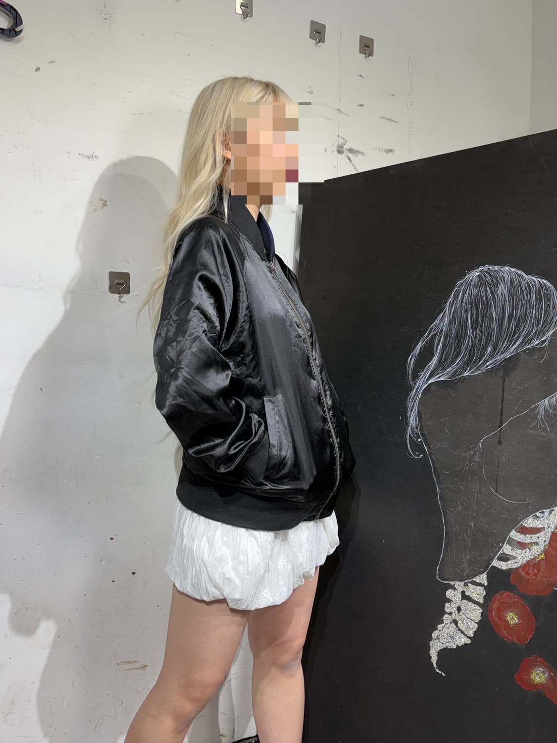 Jpn 일본 빈티지 리버시블 양면 스카잔 사틴 스카쟌 M 상품이미지2