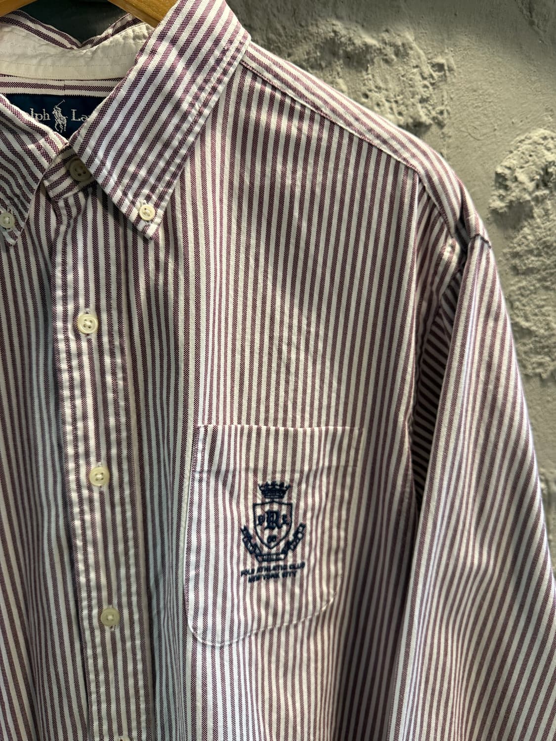 XXL 랄프로렌 클래식핏 포켓 자수 스트라이프 셔츠 퍼플화이트 상품이미지3