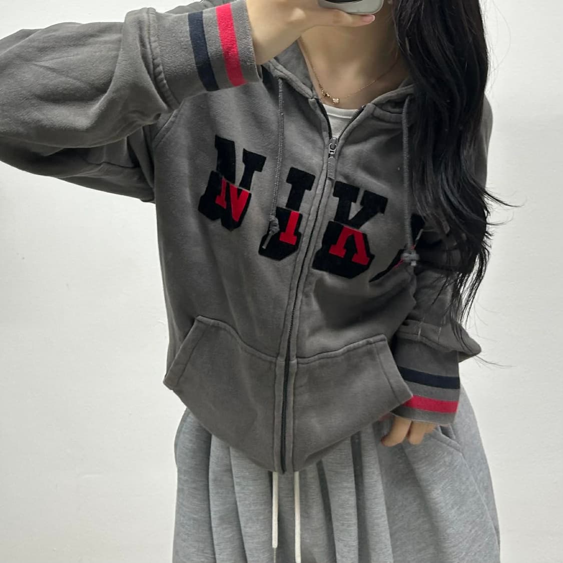 나이키 00s 아치로고 스웻 후드집업 희귀져지(L) 상품이미지2