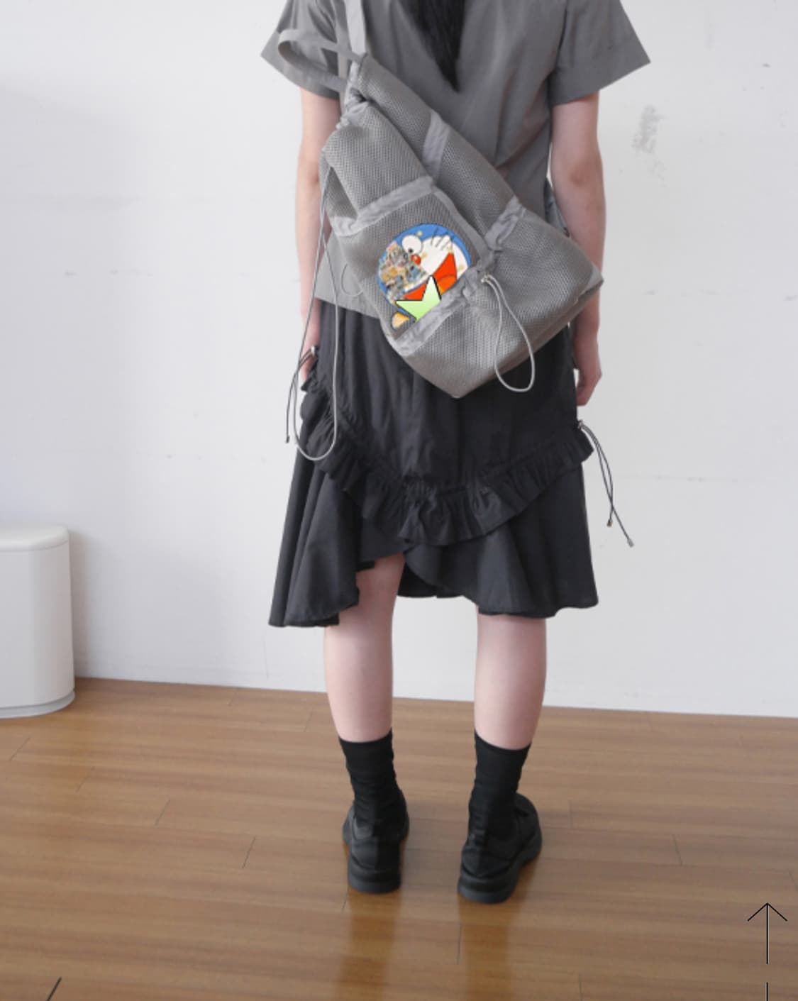 unbalance midi frill skirt (charcoal) 상품이미지2