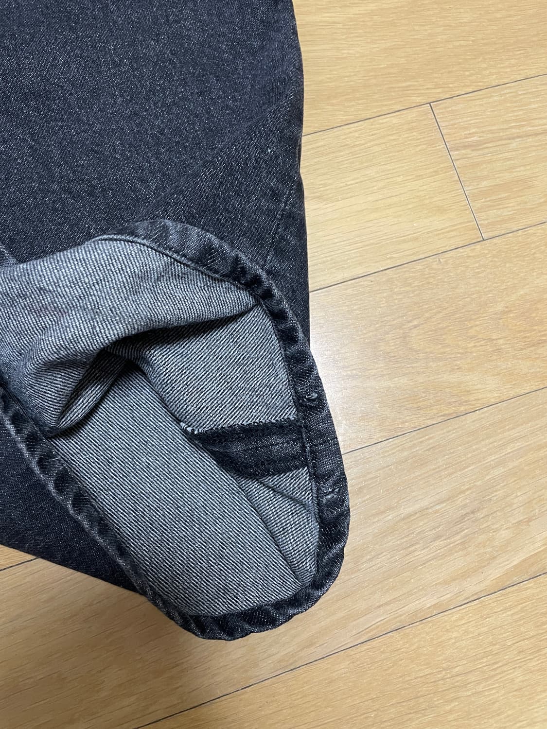 M 기철 와이드 데님팬츠 워시드블랙 상품이미지5