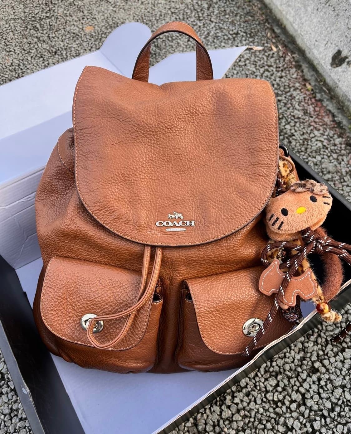 90s coach 코치 페블가죽 올레더 빌리 백팩 카멜브라운 상품이미지1