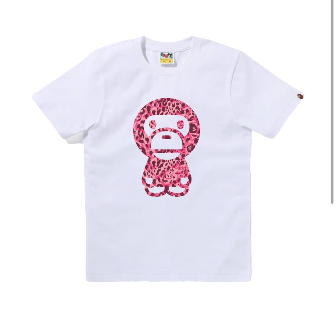 미개봉 베이프 핑크 레오파드 반팔 티셔츠 베이비 마일로 S 상품이미지1