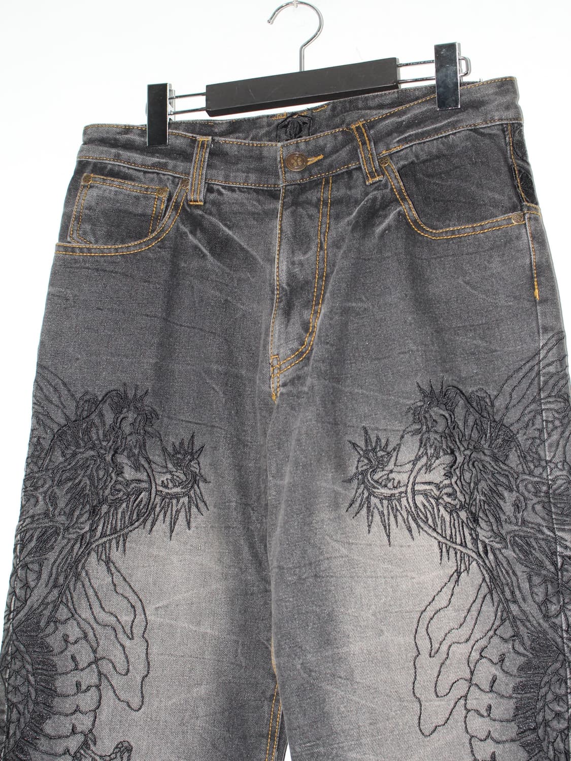 화조풍월 용 자수 블랙데님팬츠 36 상품이미지3