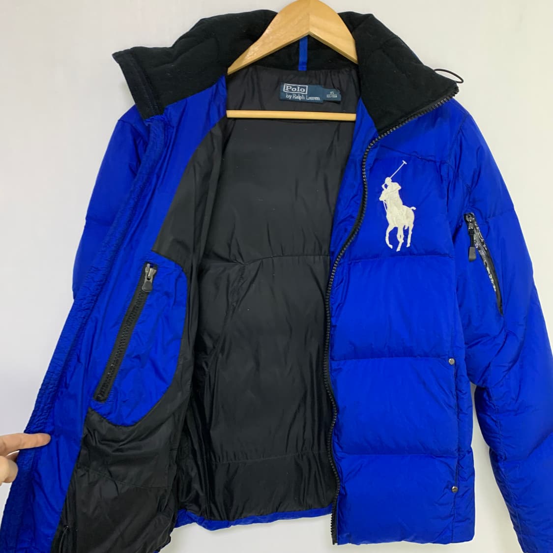폴로 랄프로렌 빅로고 빈티지 블루 숏패딩 점퍼 XS 상품이미지3