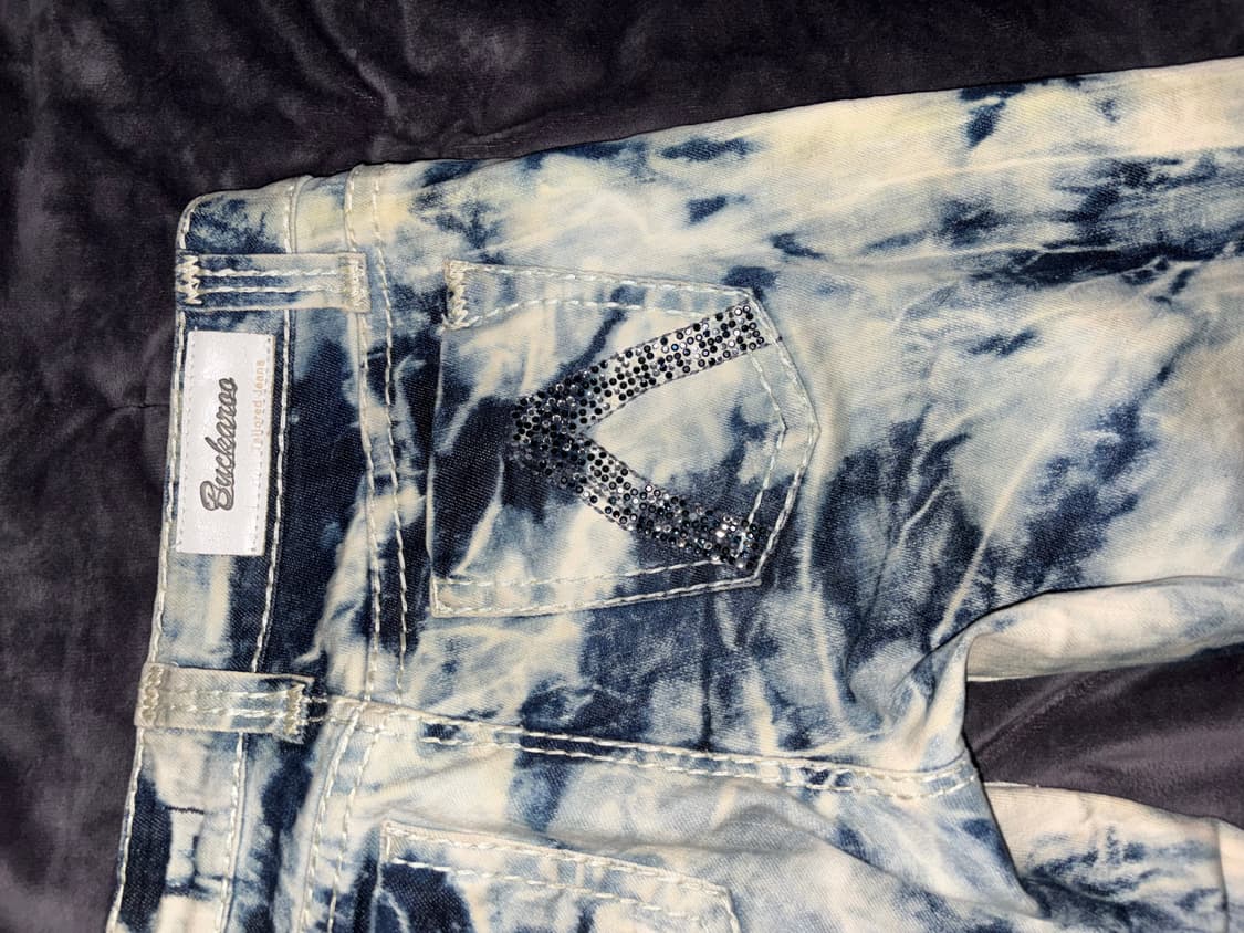 BUCKAROO y2k깔 로우 마블링 은장 고딕 빈티지 데님 디스트로이진 상품이미지8