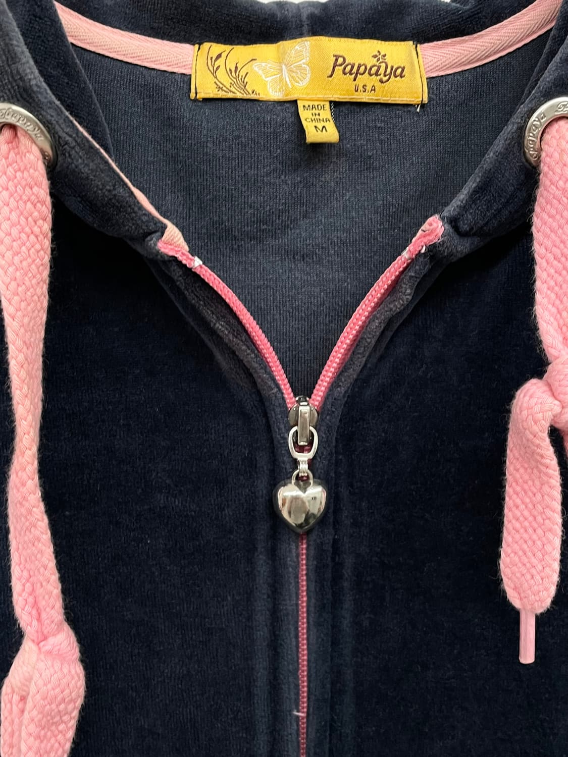 네이비 벨벳 핑크 하트 집업 상품이미지7