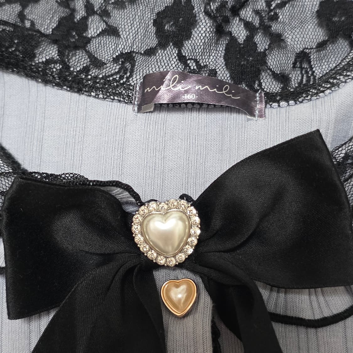 블랙하트지뢰계st 리본 니트블라우스 상품이미지3