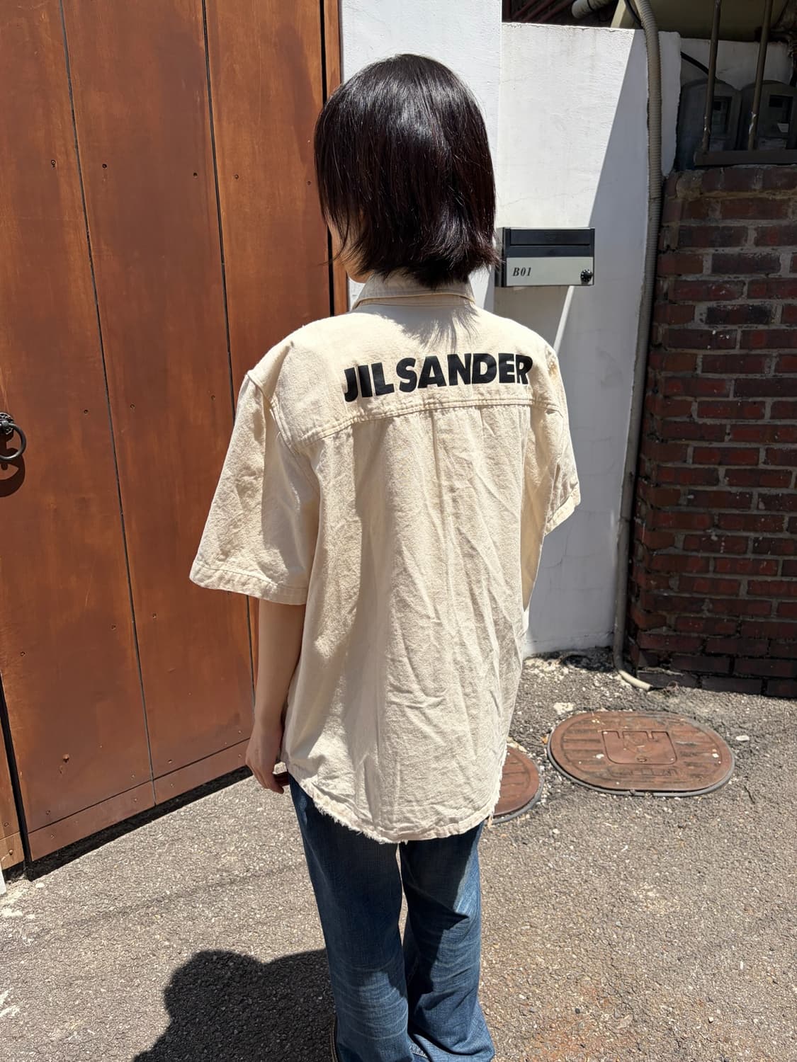 Jil Sander 미니멀 캔버스 코튼 셔츠 L 상품이미지3
