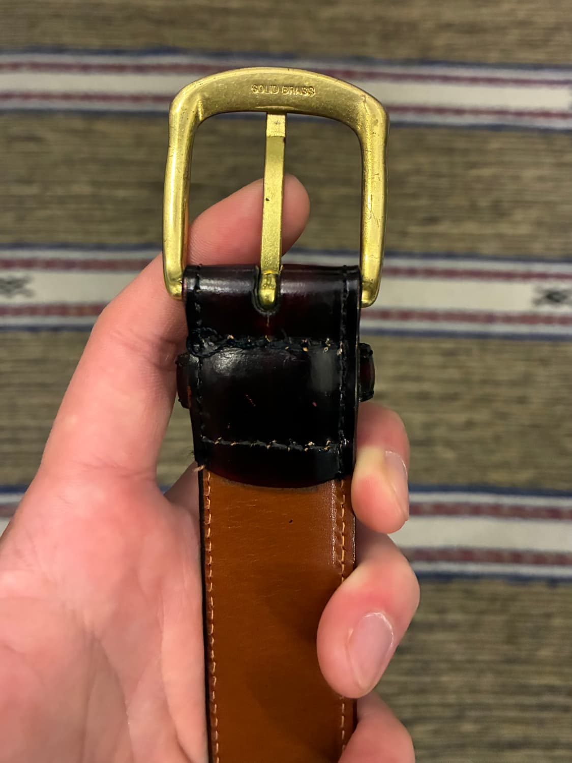 (33~36)90s USA 조셉아서뱅크 카우하이드 클래식 레더 가죽벨트 상품이미지3