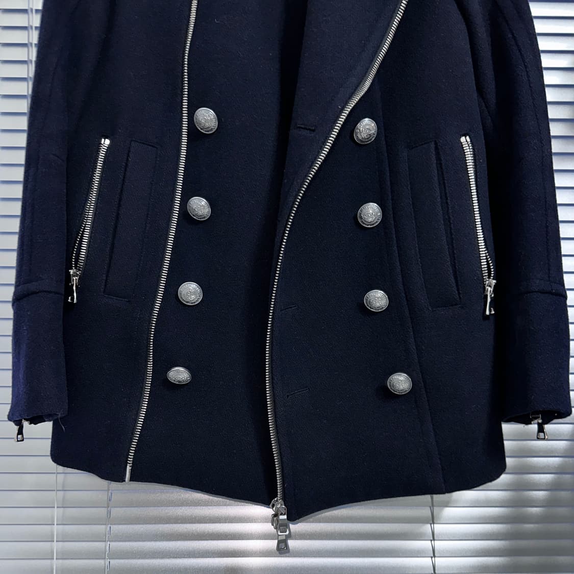 2000s 아카이브 발망 네이비 나폴레옹 피코트 상품이미지3