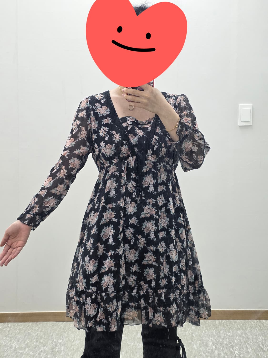 일본빈티지 sky bomber 블랙로즈 보헤미안 쉬폰 모리걸 원피스 상품이미지3