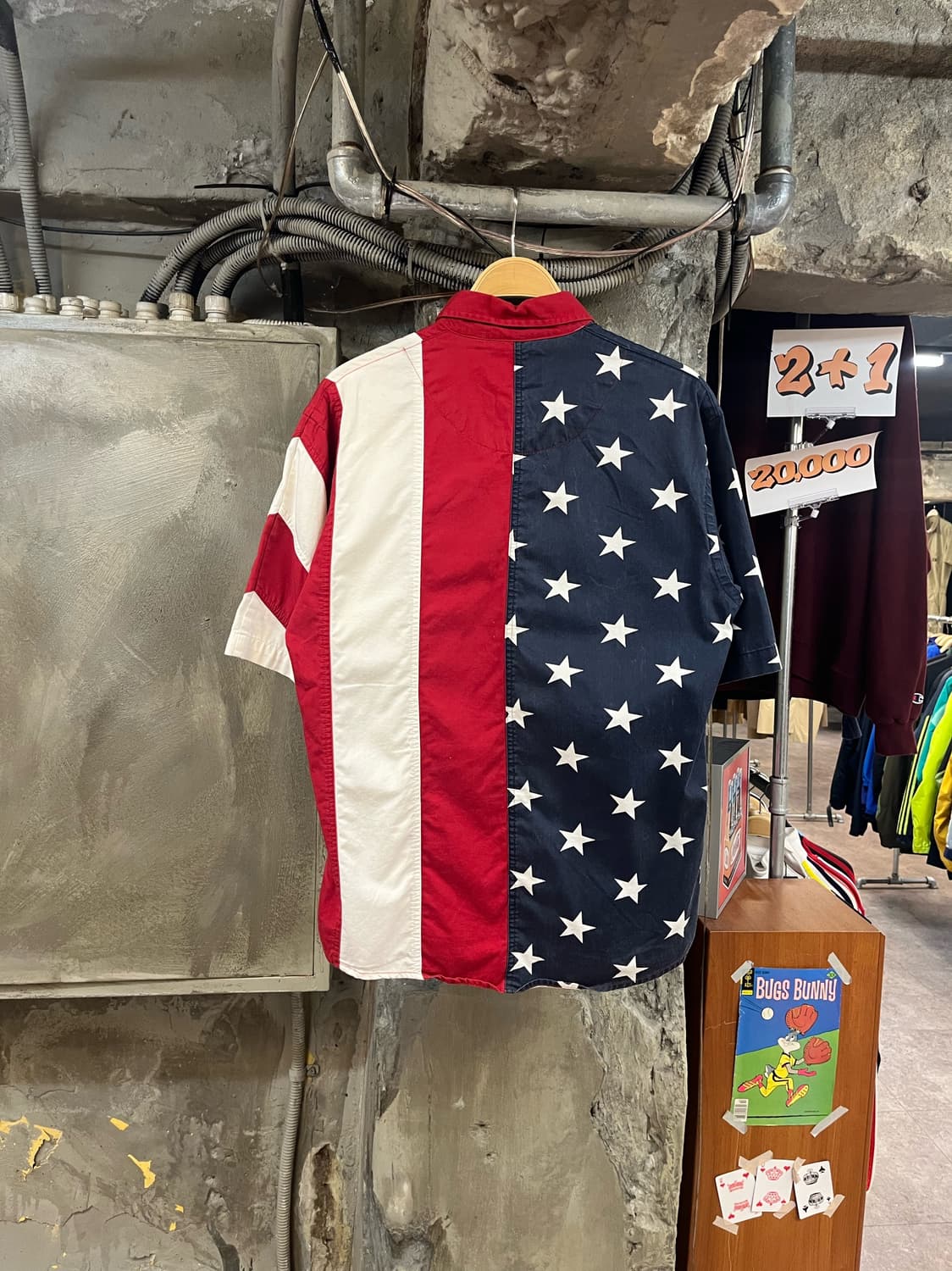 RED HEAD USA 미국 성조기 반팔 셔츠 레드 S #csz3560 상품이미지2