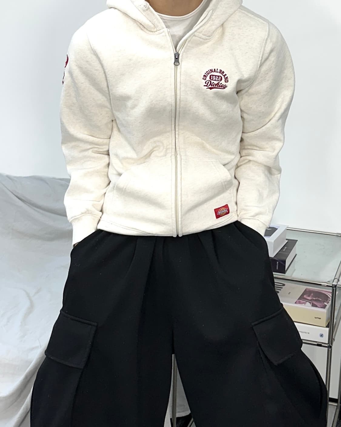 디키즈 버건디 오트밀 후드집업 S 상품이미지1