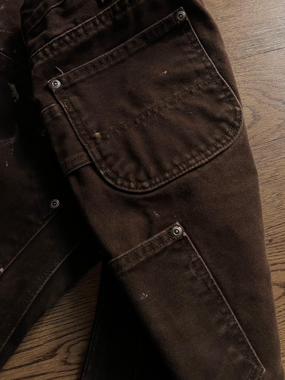 [30]칼하트 USA 빈티지 페인팅 다크브라운 더블니 워크 팬츠 상품이미지7