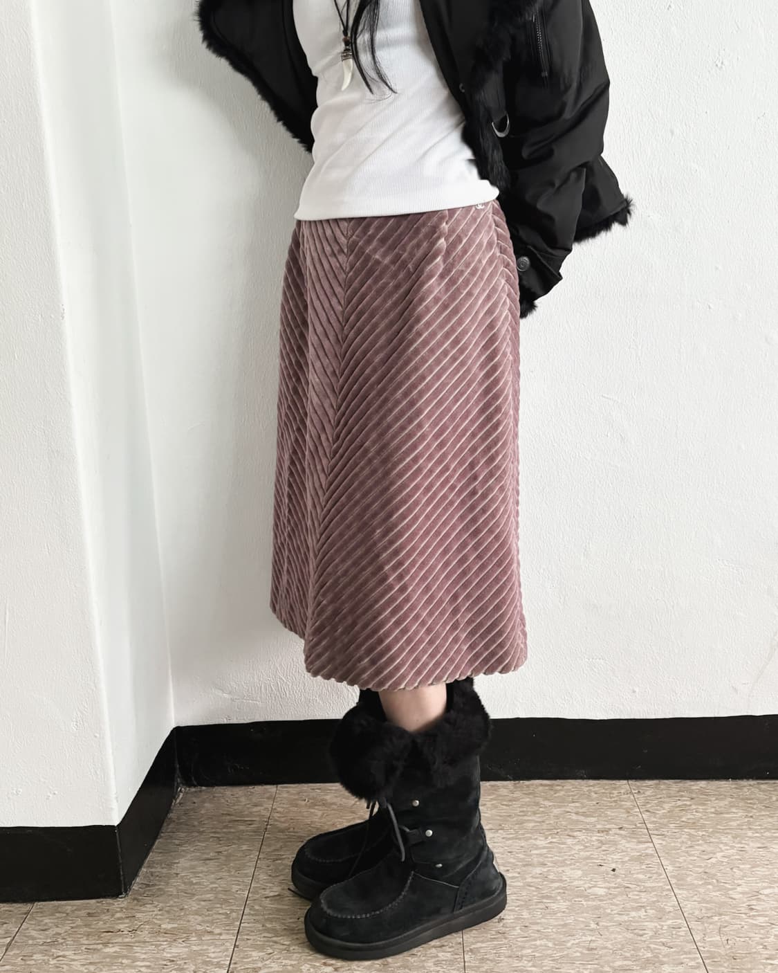 샤넬 사선 라이닝 벨벳 스커트 상품이미지2