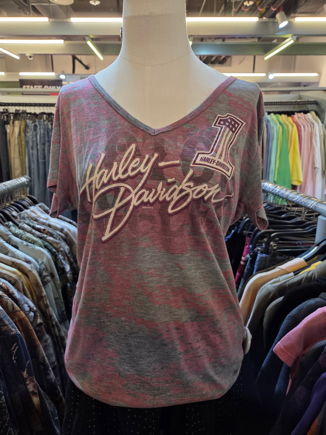 할리데이비슨 그레이핑크 브이넥 반팔티 상품이미지2