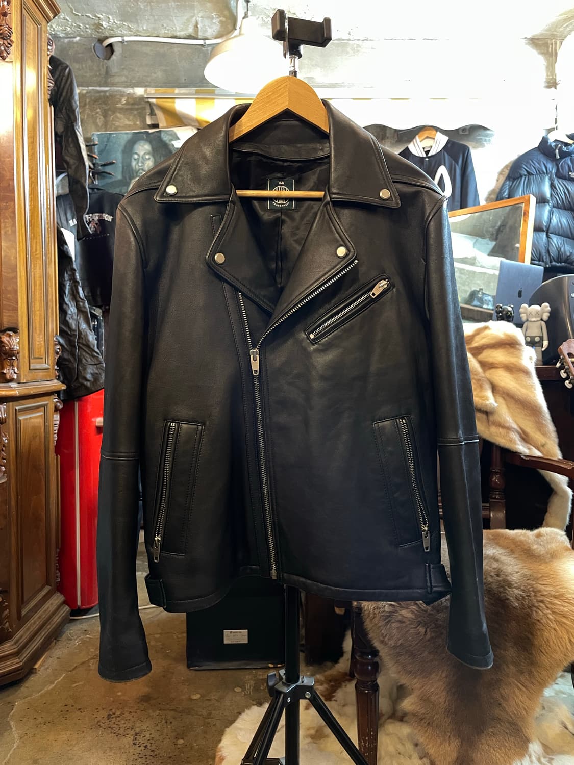 Fahrenheit 양가죽 바이커 자켓 블랙 상품이미지1