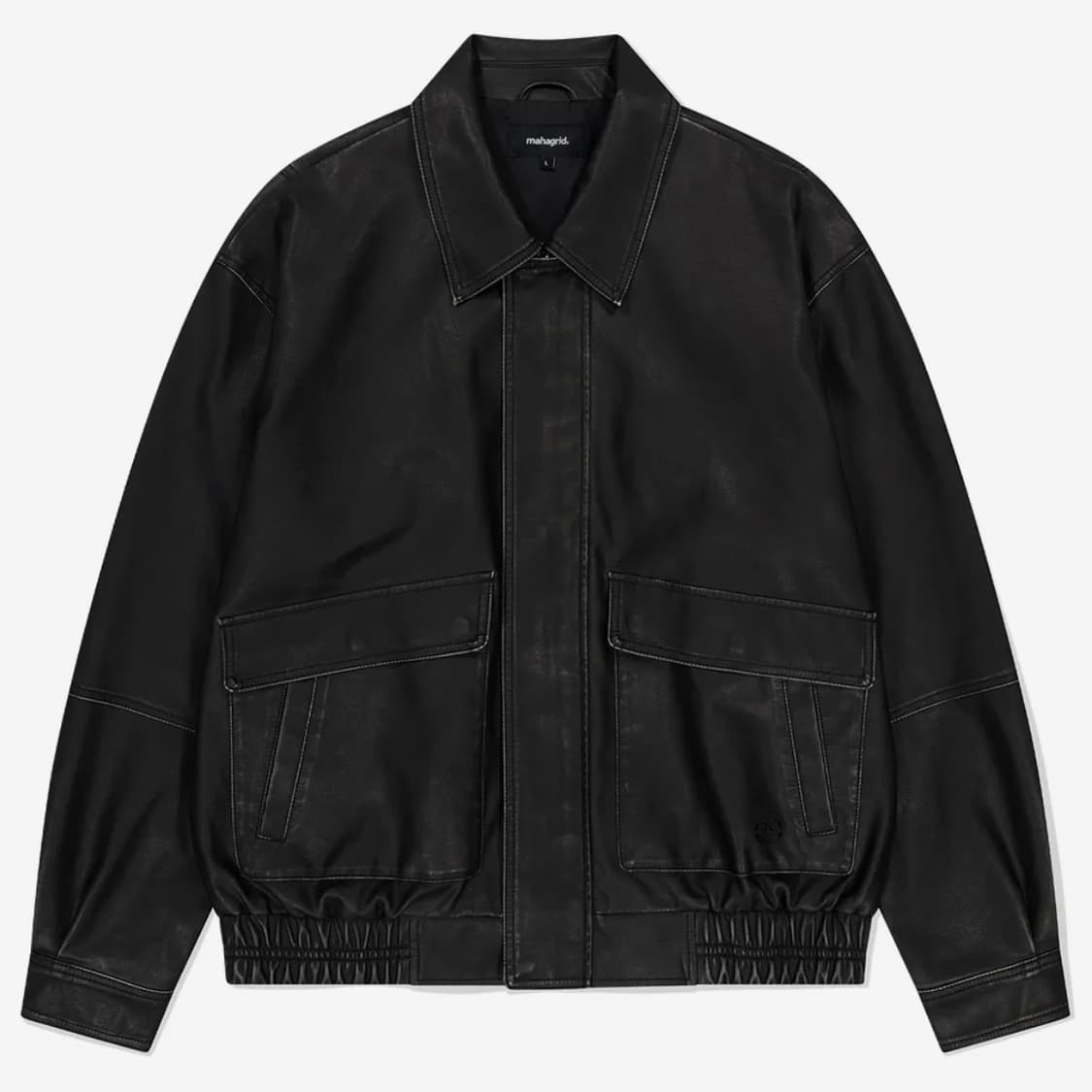 WASHED FAUX LEATHER BLOUSON BLACK|레더자켓 상품이미지1