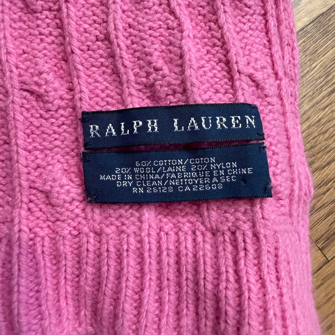 랄프로렌 화이트 미니포니 핑크 케이블 머플러 상품이미지2