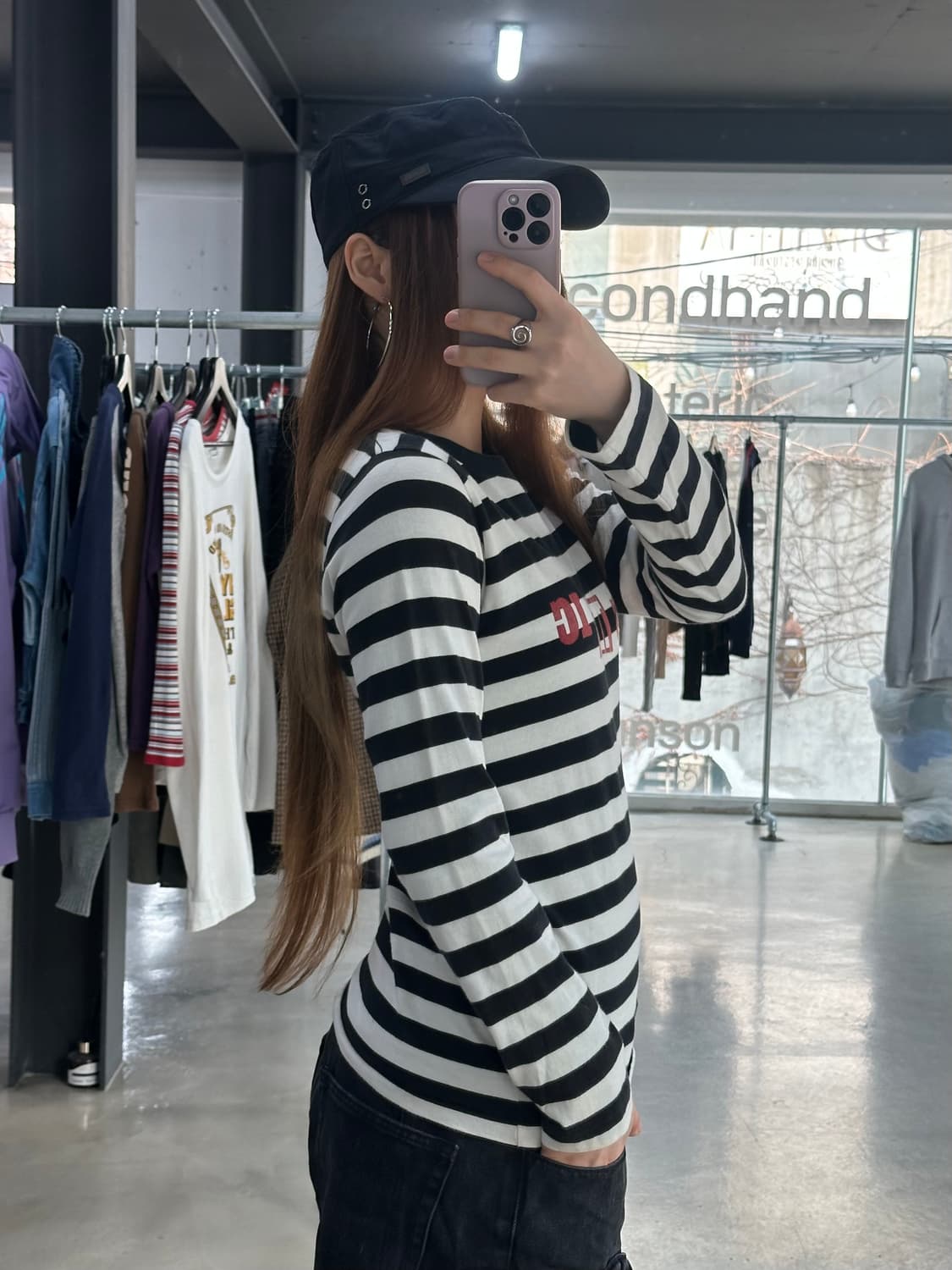 히스테릭글래머 90s Hys레터링 스트라이프 롱슬리브긴팔티 상품이미지4