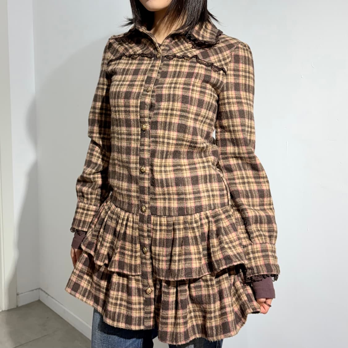 liz lisa Tralala 초코브라운 프릴 레이스 원피스 상품이미지1