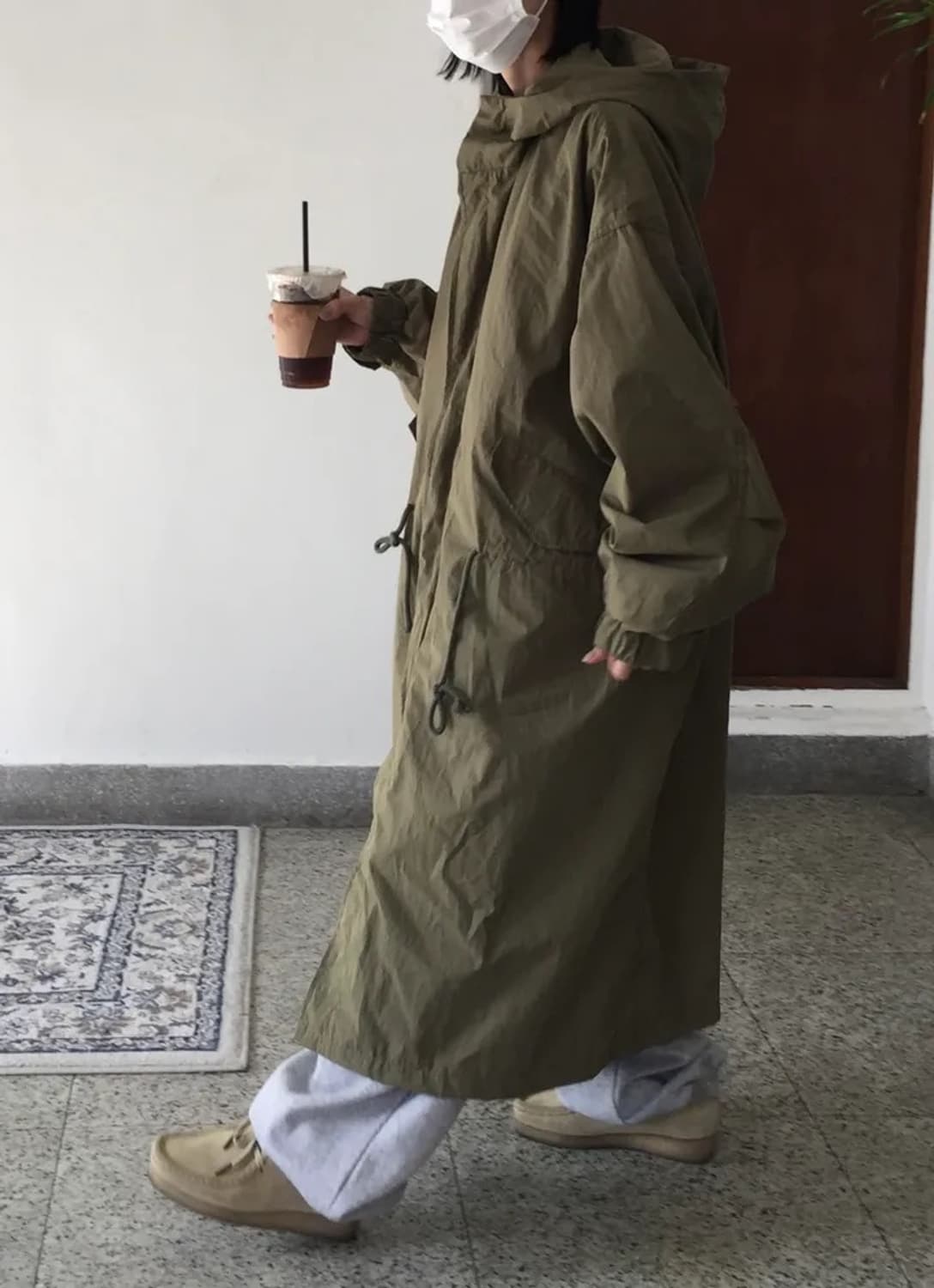 오버핏 피쉬테일 개파카 야상 - 카키 상품이미지2