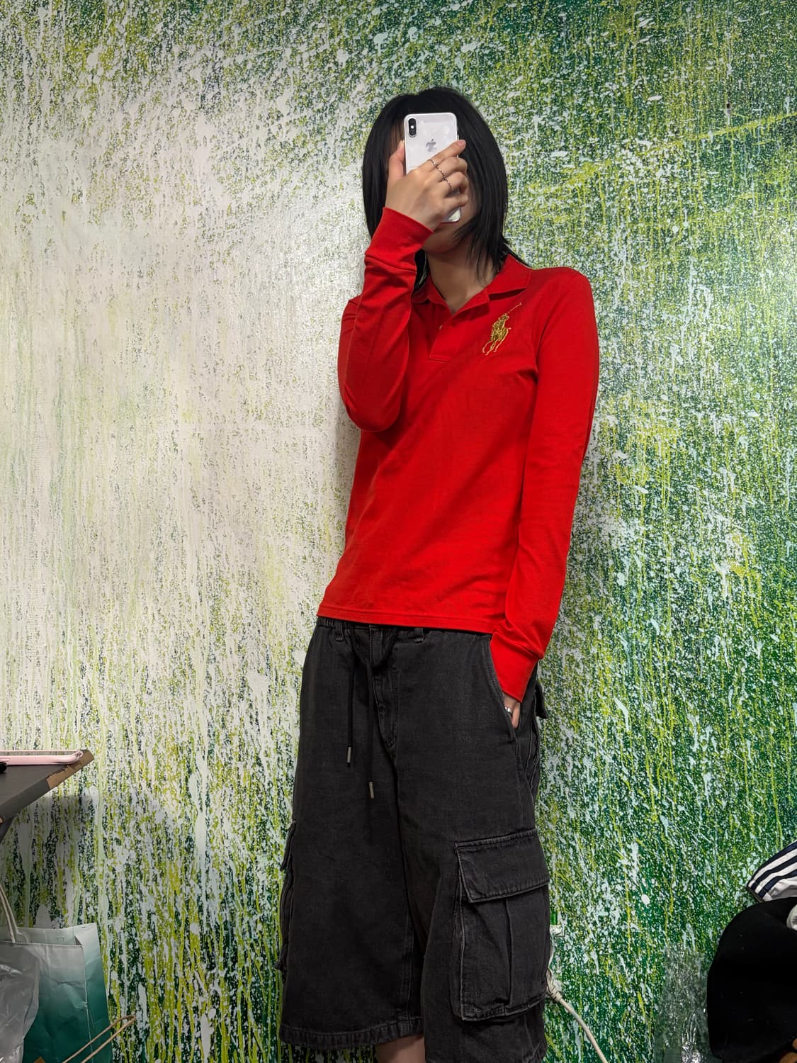 폴로 빅포니 치프키프 금장 자수 레드 딱붙 럭비티 롱슬리브 S 상품이미지3