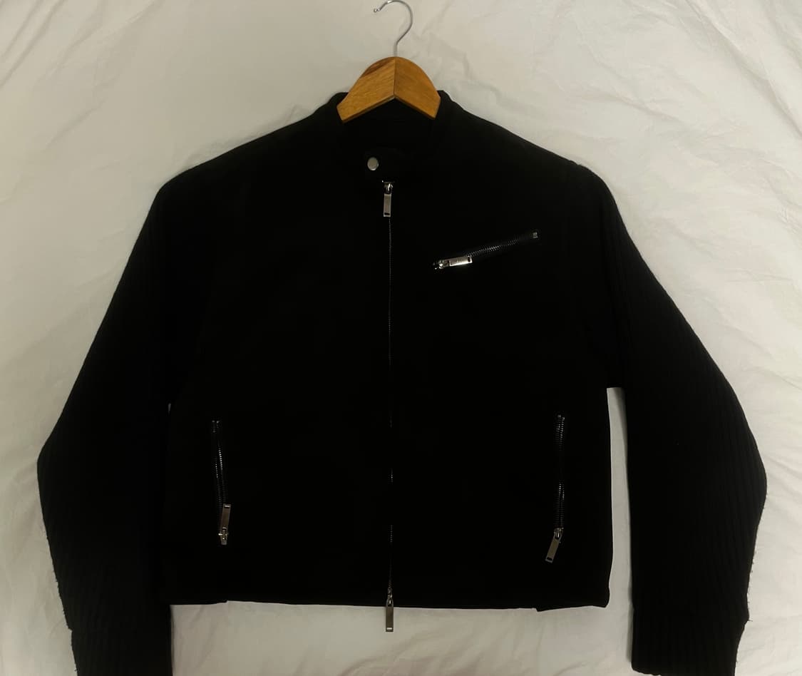 코시하루 스웨이드 딥블랙 니트 가죽 자켓 상품이미지2