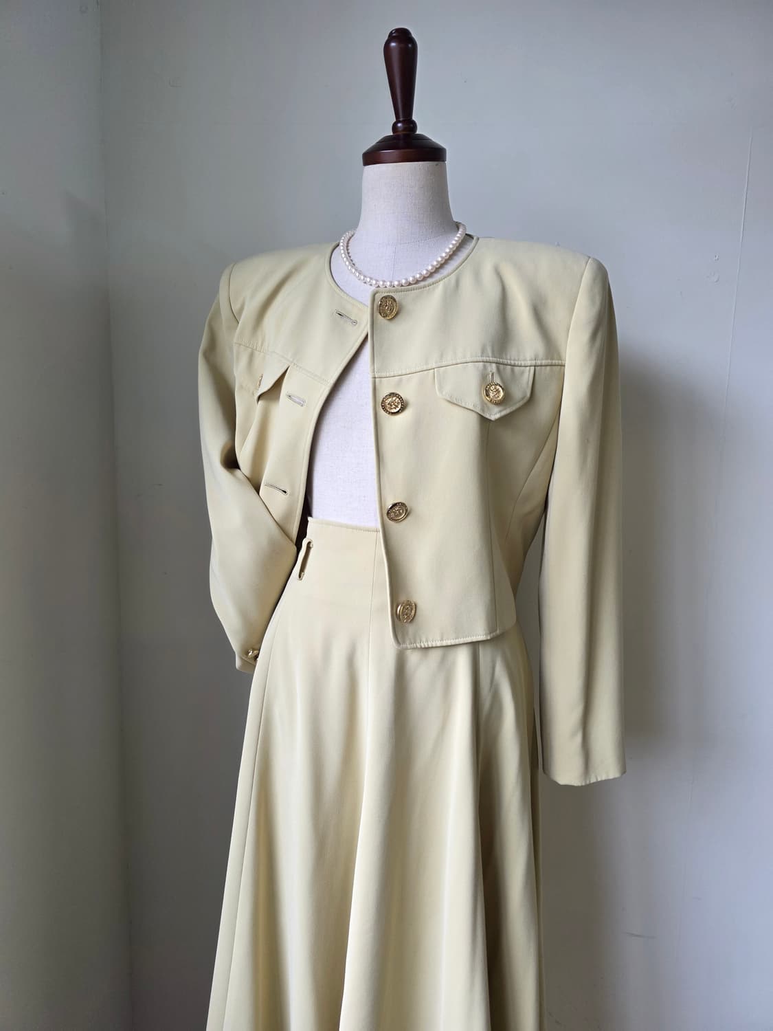 금장 버튼 롱 스커트 셋업 상품이미지1