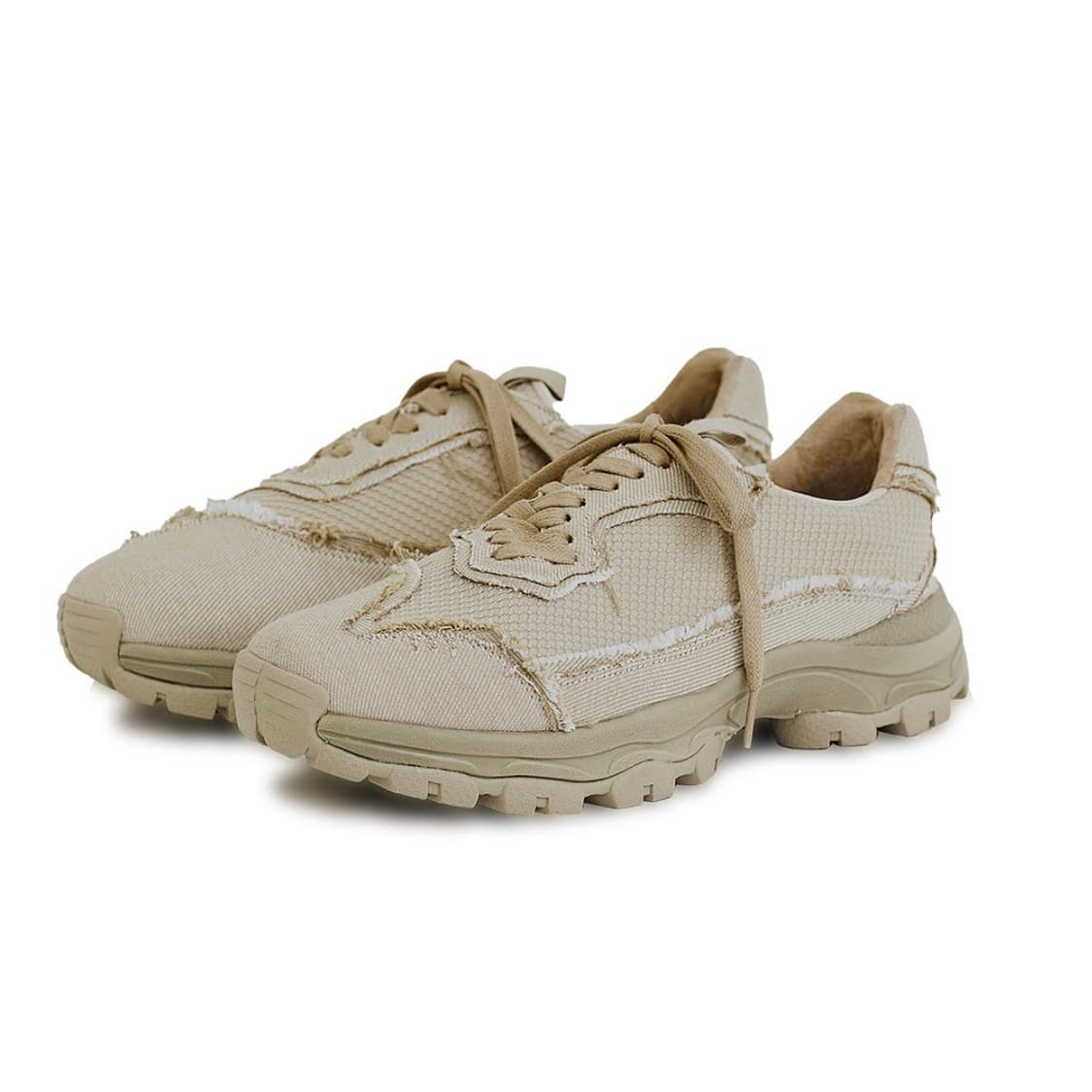 네거티브쓰리 Curved Lace Sneakers_Beige 상품이미지1