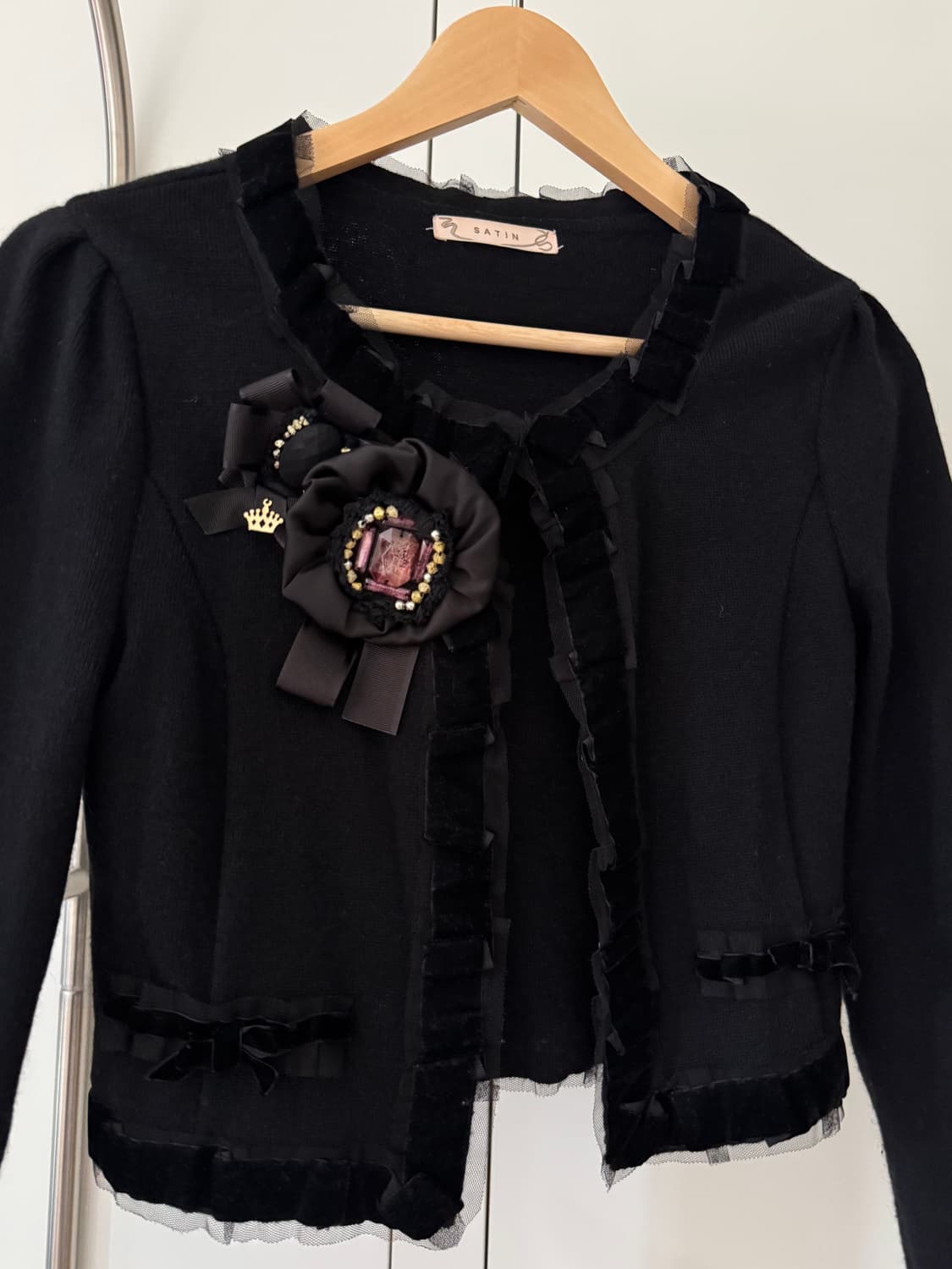 (드라이 완료) satin 샤틴 트위드자켓 가디건 (블랙) 상품이미지3