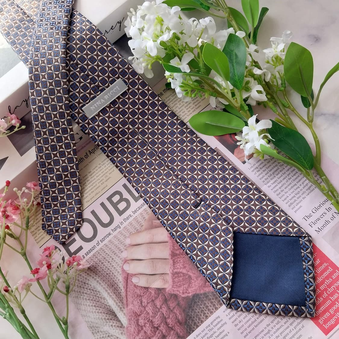 니나리치 실크 브라운 패턴 넥타이 8.7cm A+등급 K2065
 상품이미지4