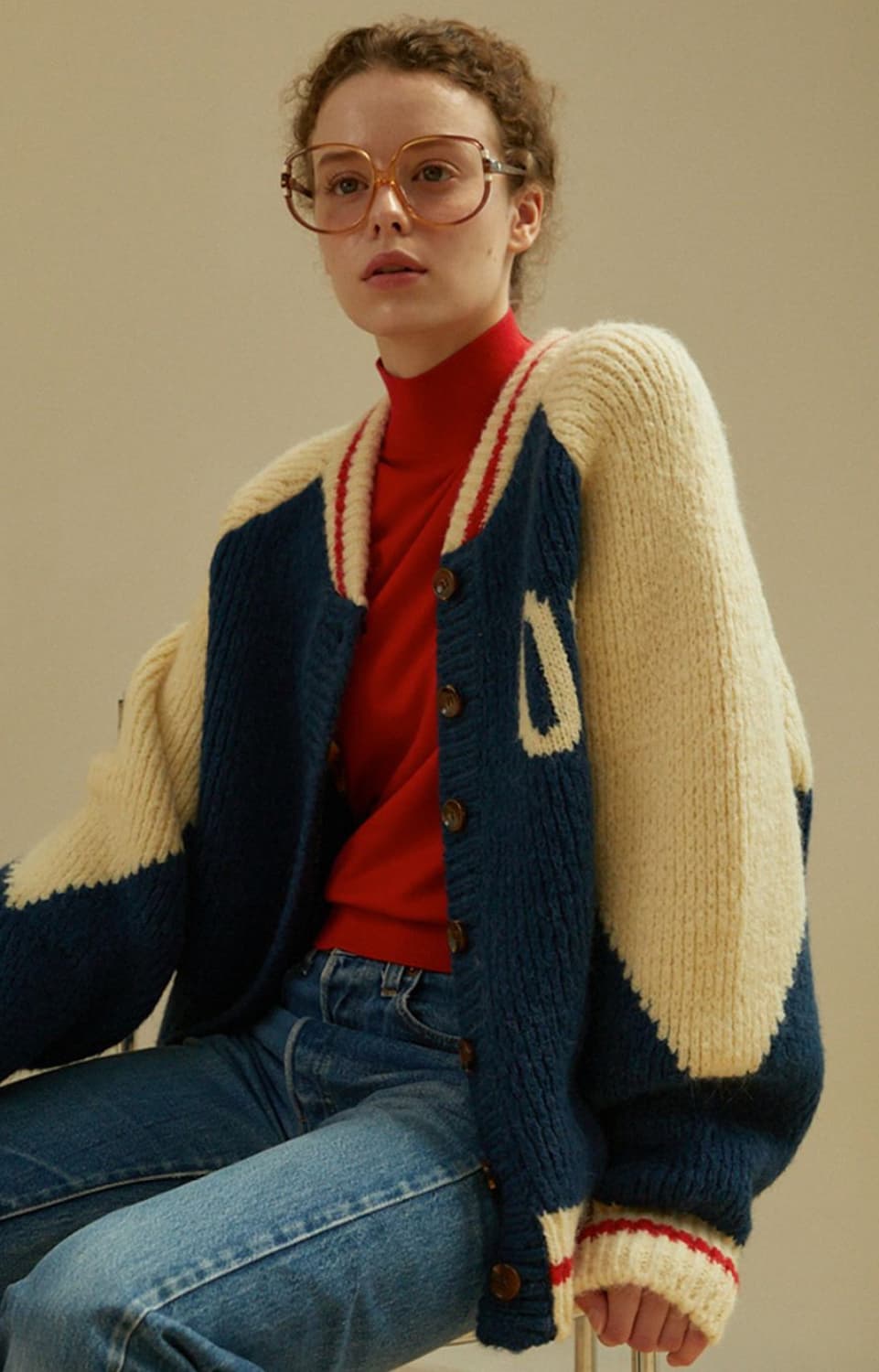 그린버터 바시티 알파카 니트 가디건 상품이미지1