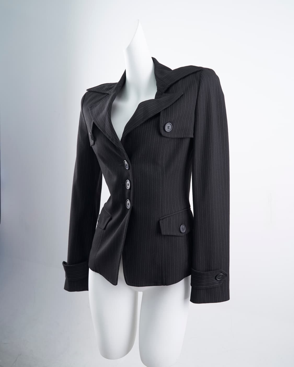 Benetton 핀스트라이프 버튼 블레이저 자켓 상품이미지3