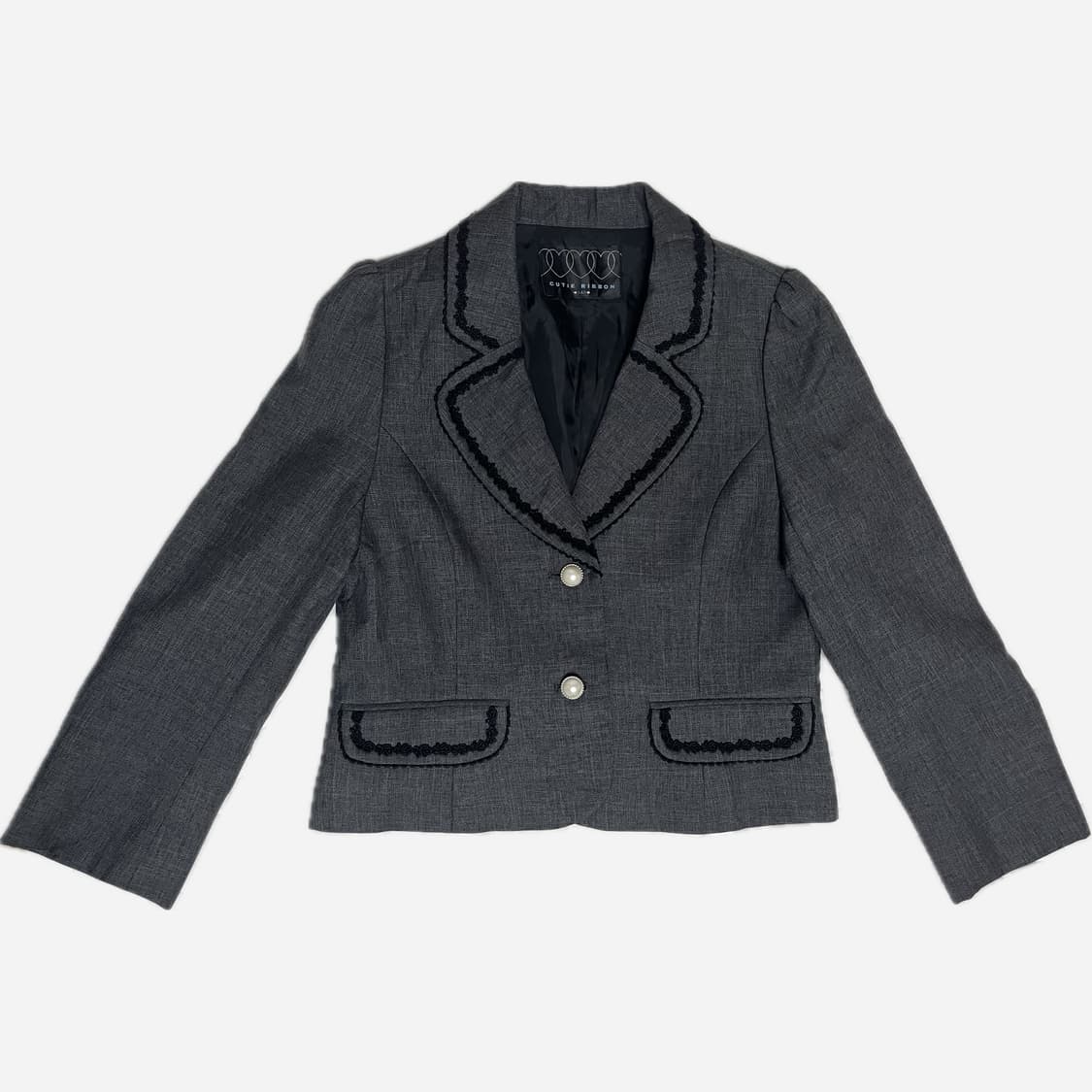 챠콜 리본 빈티지 자켓 상품이미지1