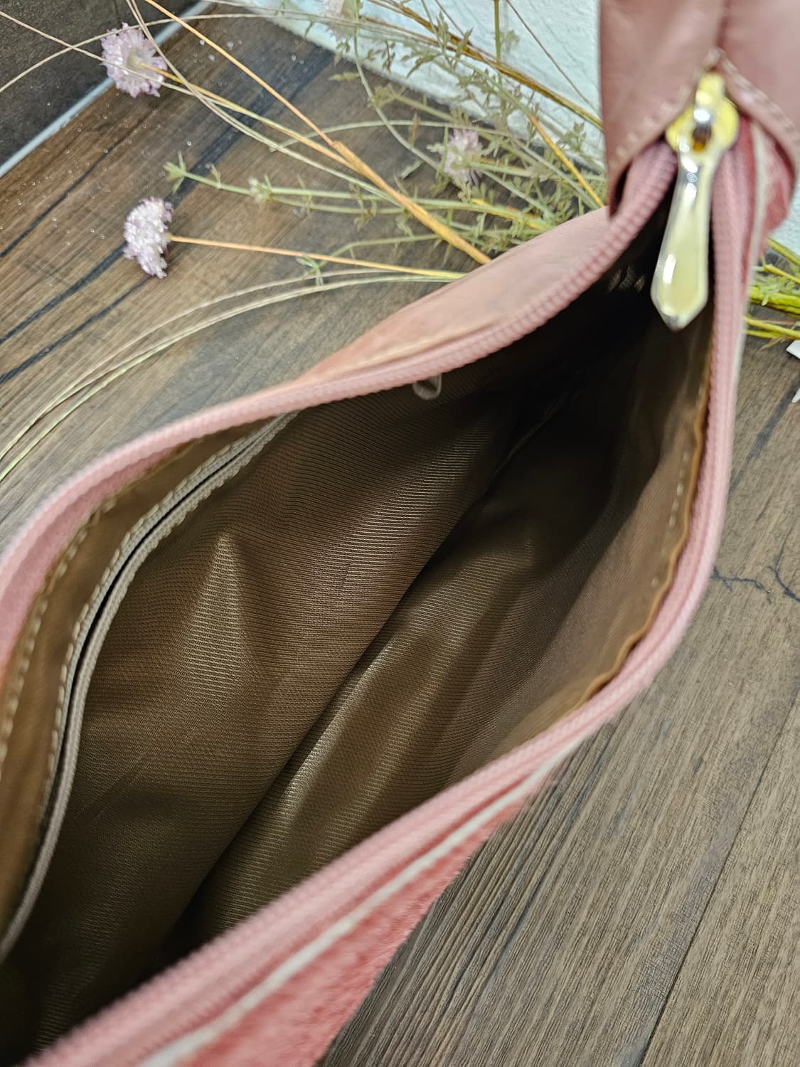 핑크 송치 레더 숄더백 상품이미지6