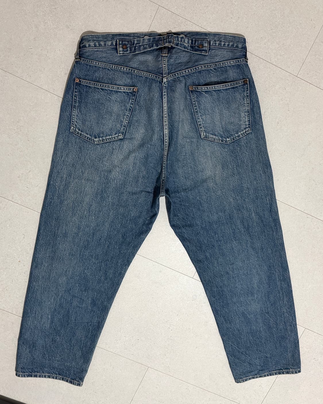 [34] 아프레쎄 no.22 워시드 와이드 데님 팬츠 인디고 상품이미지2