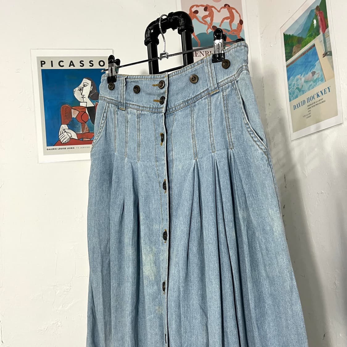 자수 디테일 데님 롱스커트 상품이미지3