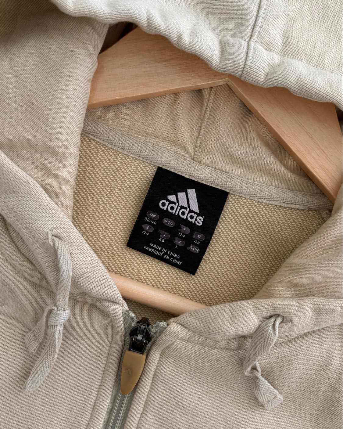 Adidas 아디다스 베이지/레드 레터링 코튼 후드집업 상품이미지5