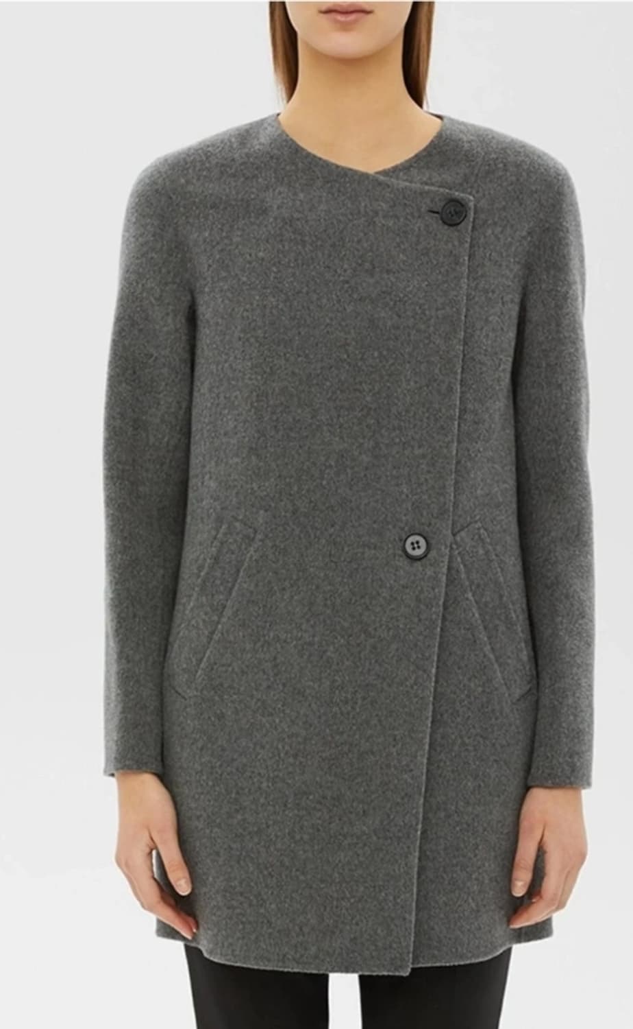 한섬 띠어리 Theory 회색 울 캐시미어 오버핏 코트 ~66 상품이미지1