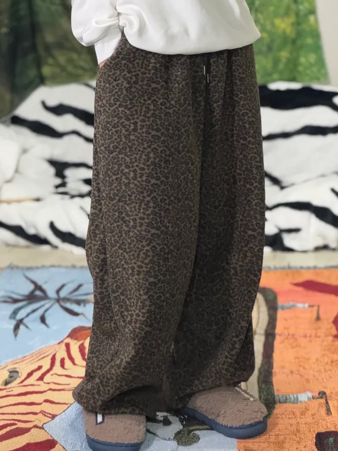 호피 레오파드 바지 브라운 상품이미지2