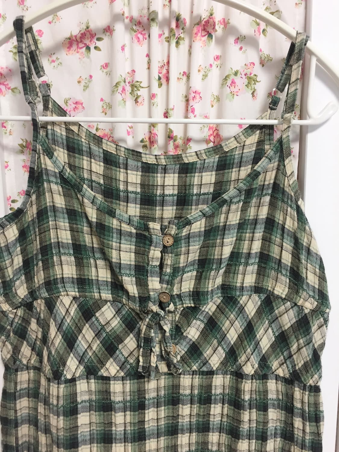 빈티지 그린 체크 롱 원피스  상품이미지2