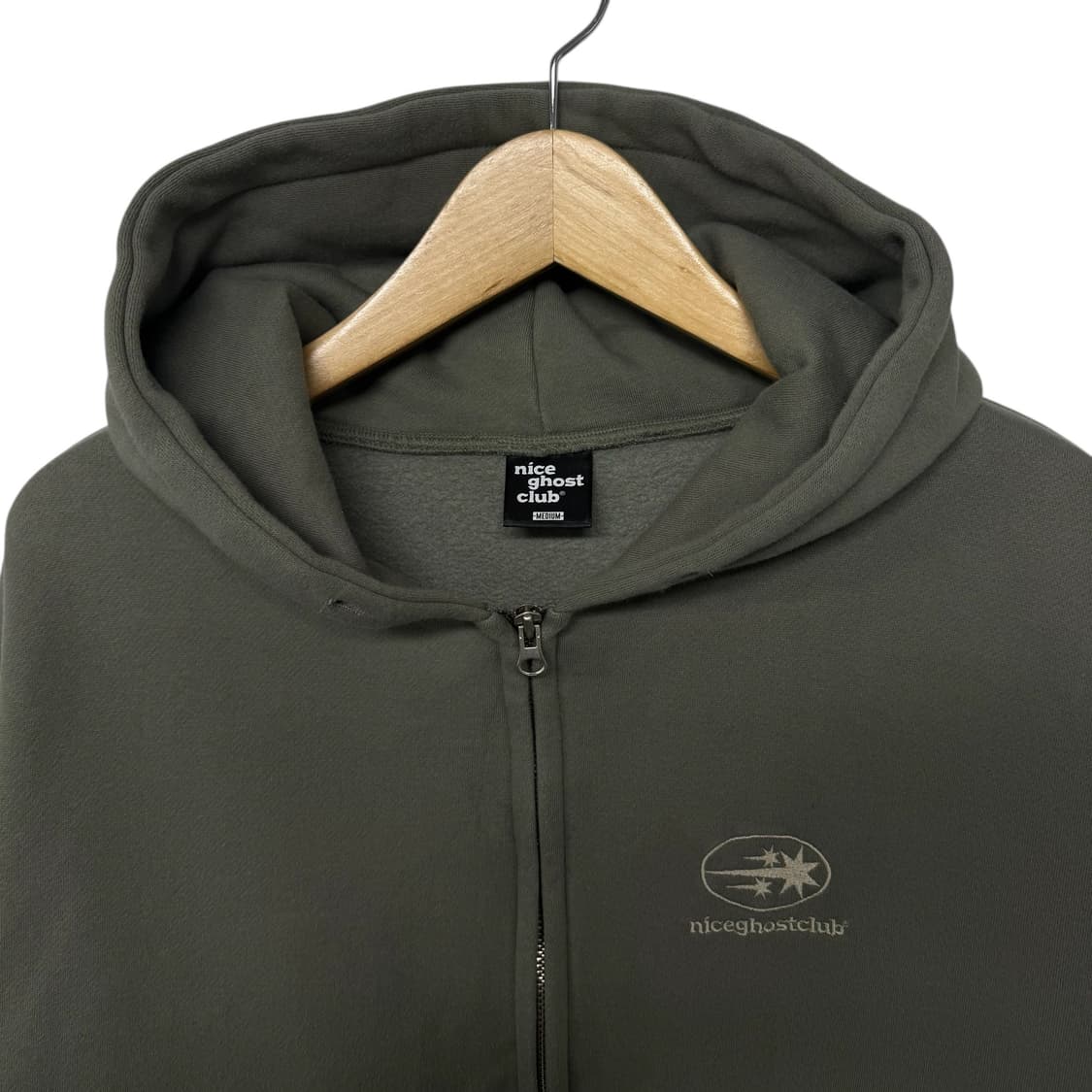나이스고스트클럽 스타로고 후드집업 카키 상품이미지3