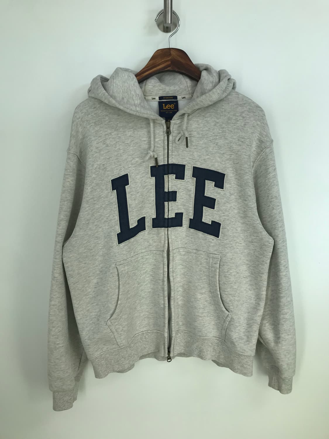 Lee 리 자수로고 그레이 후드집업 상품이미지2
