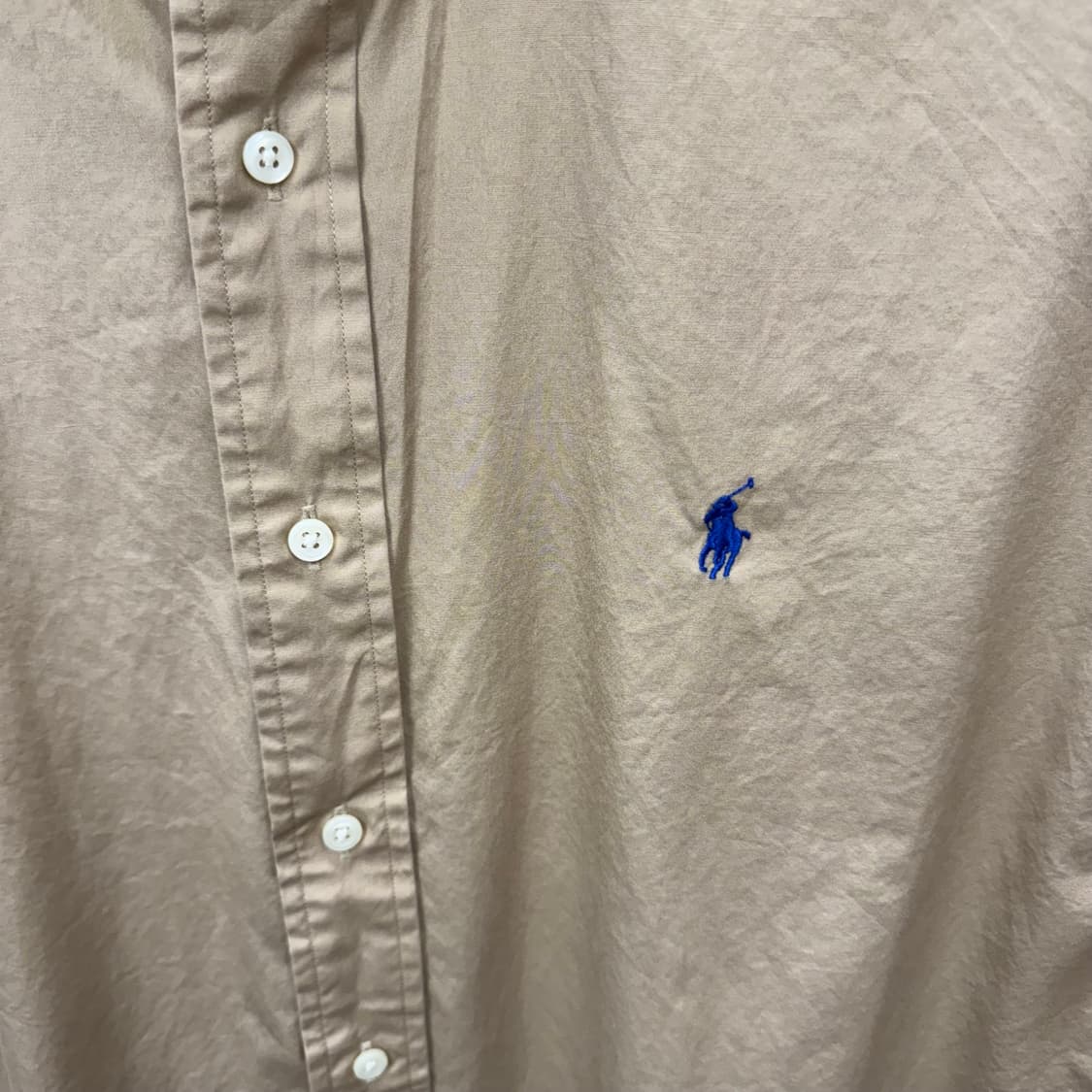 폴로 랄프로렌 솔리드 긴팔 셔츠 네이비 포니 포인트 베이지 상품이미지5