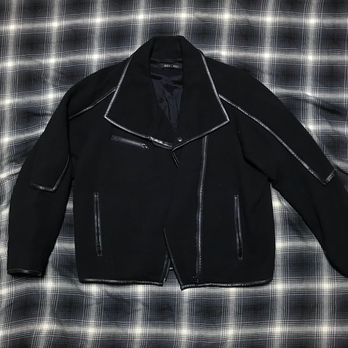 재팬 90s 일본산 양모 가죽 오버핏 라이더 자켓 남녀공용 상품이미지1