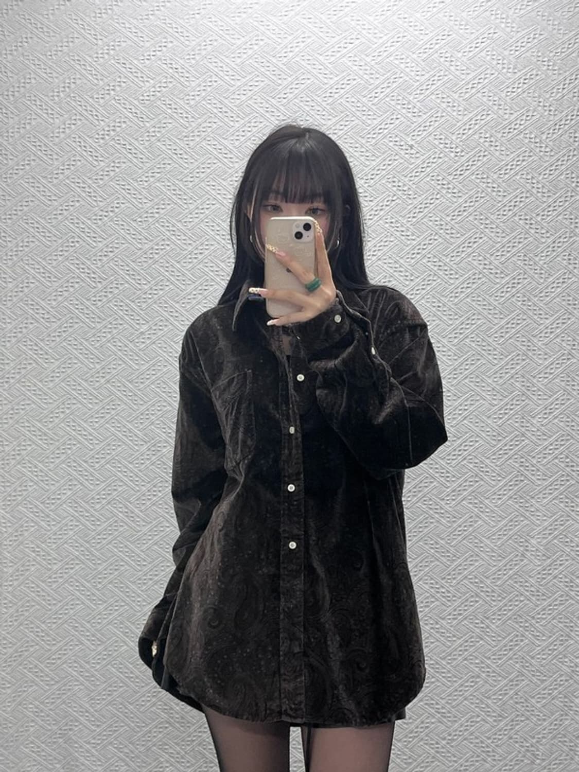 타미힐피거 90's 스트릿 펑크 페이즐리 벨벳 셔츠 L C09755 상품이미지2