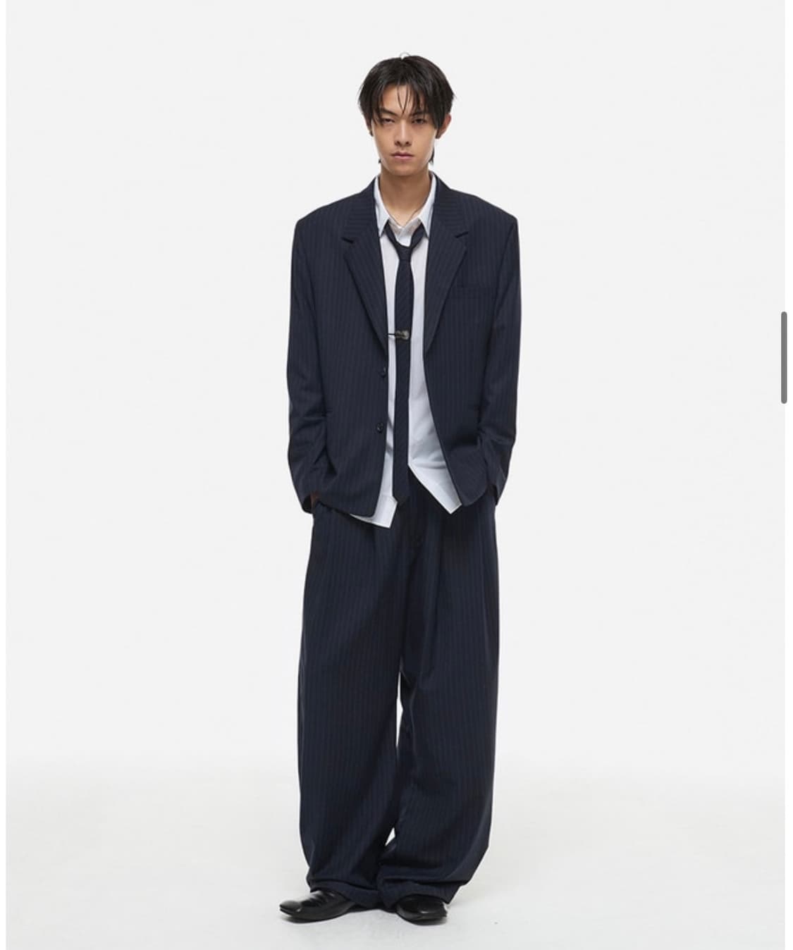 DNSR 멀티 스트라이프 싱글 블레이저 & 커브드 슬랙스 셋업 상품이미지1