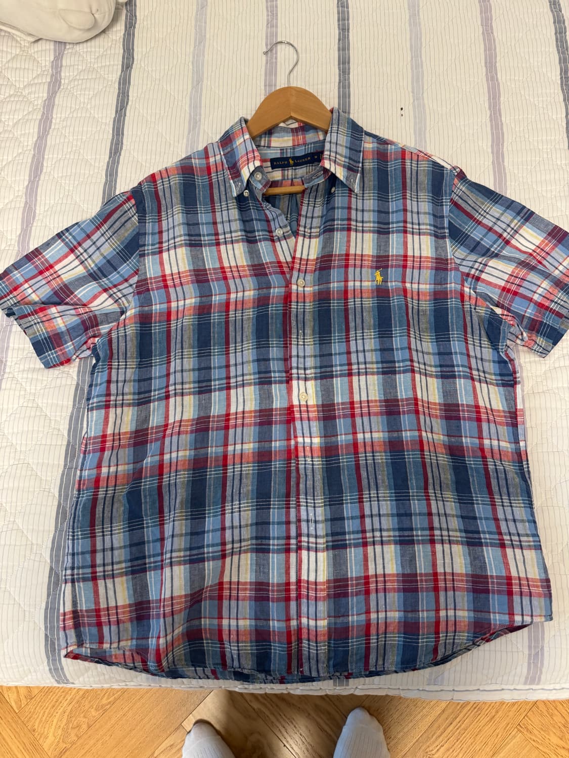 폴로 랄프로렌 체크 린넨셔츠 M 상품이미지1